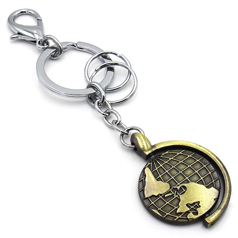 Wholesale custom logo globe shape metal key chain