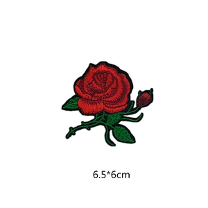 custom various rose shapes iron-on embroidered patch for decoration