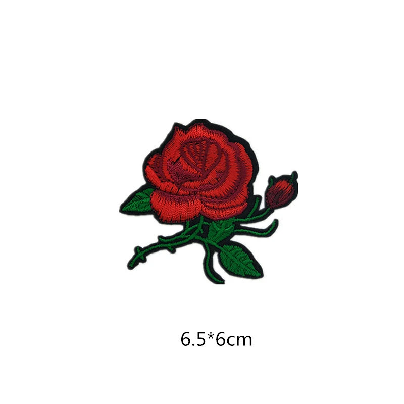 custom various rose shapes iron-on embroidered patch for decoration
