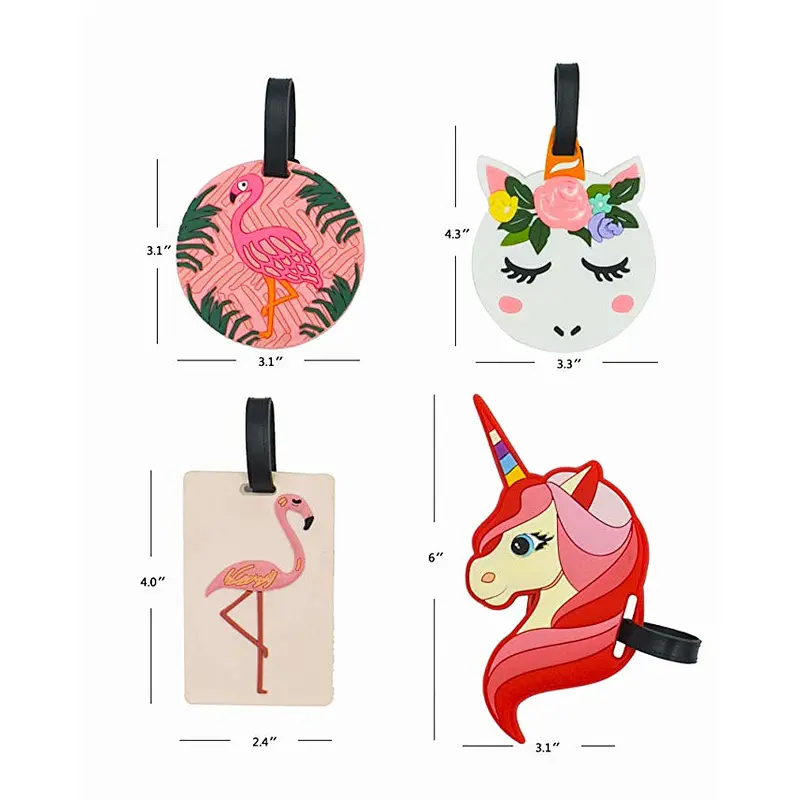 High quality unicorn shape custom PVC luggage tag