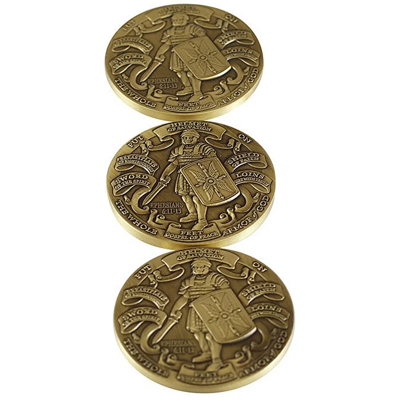 custom design soldier copper engraved 3D plated coin
