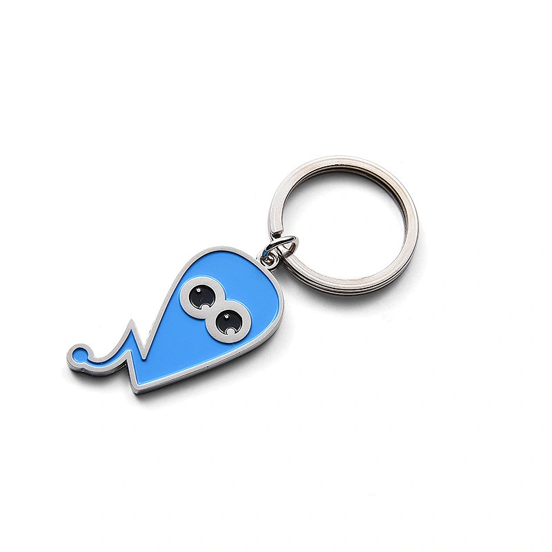 Cute dinosaur girl custom metal keychain with keyring