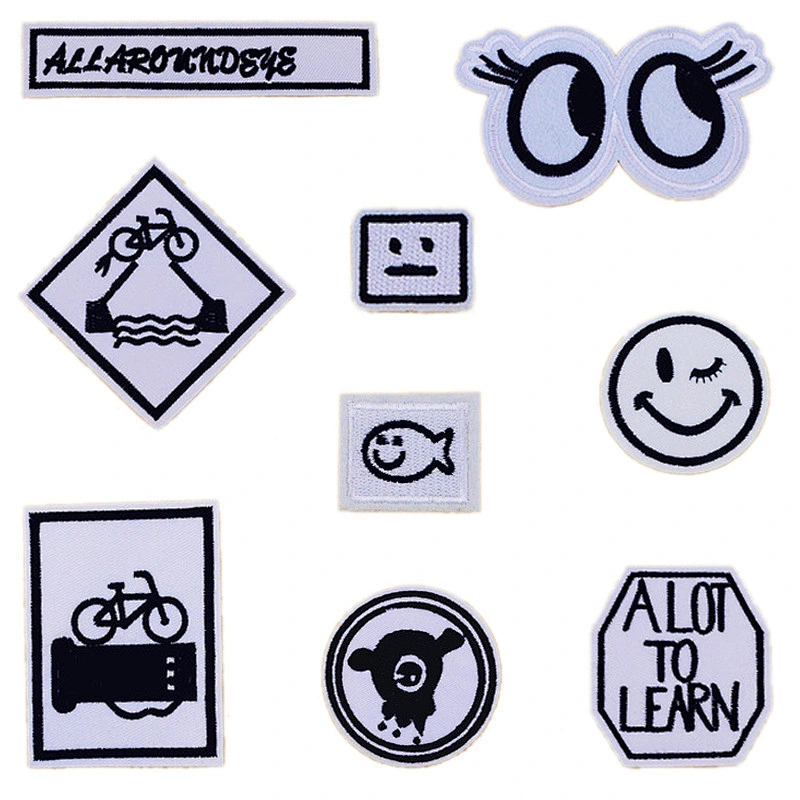 Black and white logo cheap Custom embroidery patches