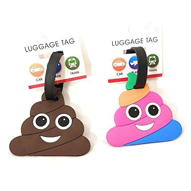 Custom poop fashion chat emoji shape PVC luggage tag