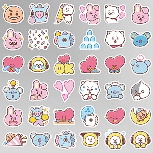 Factory Wholesale In Stock Adhesive Waterproof PVC Stickers Custom Cute Cartoon BTS Team Sticker