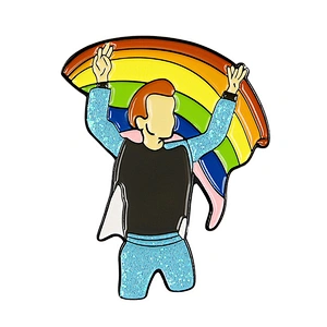 Factory Wholesale In Stock LGBT Pride Flag Boy with Glitter Enamel Lapel Pin