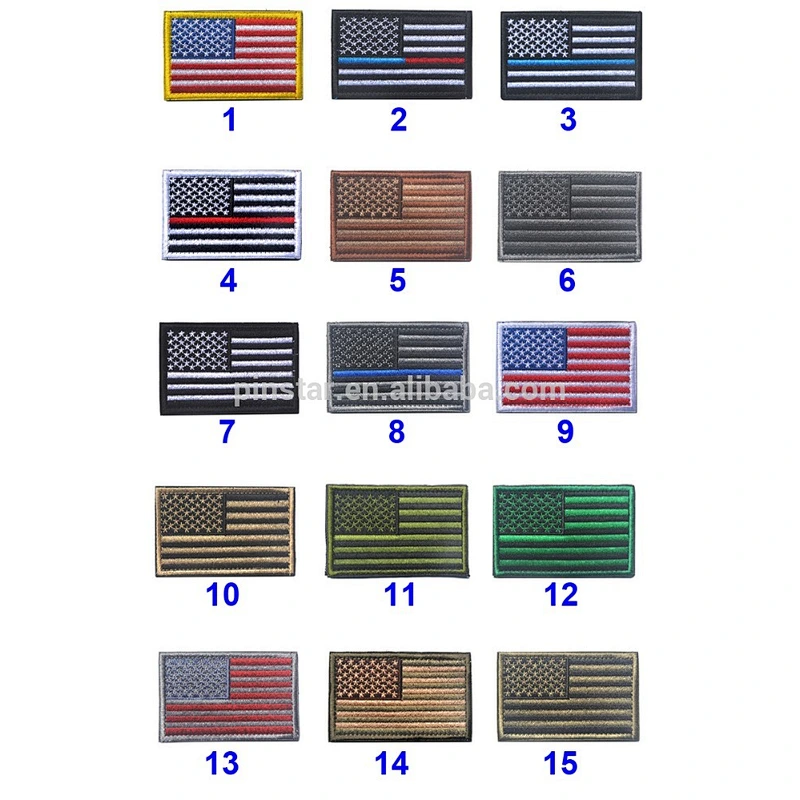 Factory Wholesale In Stock Cheap No Minimum Embroidered Custom Logo Patches Badge American USA Flag Embroidery Patch