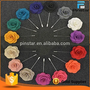 Fabric material fashion long needle pin suit lapel pin flower men
