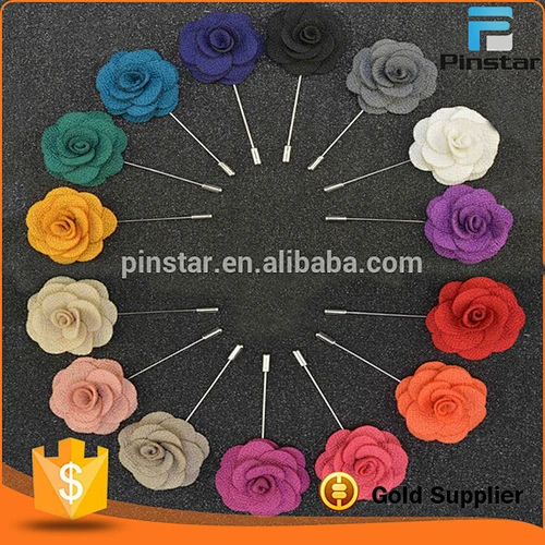 Fabric material fashion long needle pin suit lapel pin flower men
