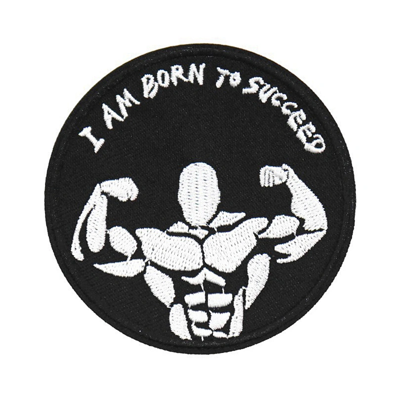 Factory Making Cheap Price Custom Round Shaped Embroidery Black and White Patch
