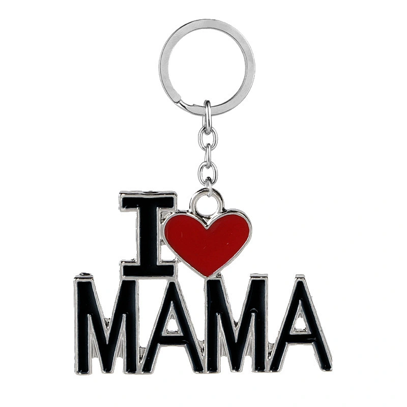 Wholesale Enamel Metal Keychains Love DAD MOM MAMA PAPA Heart Keychain