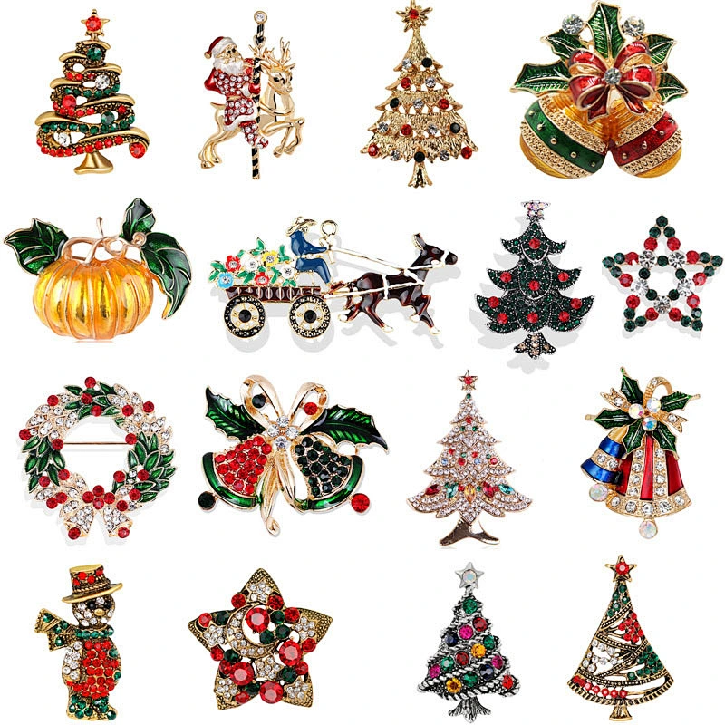 Wholesale Vintage Handmade Rhinestone Christmas Pins and Brooches No Minimum