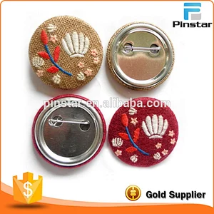 Tin Type Safety Pin Round Personalize Fabric Covering Button Badge