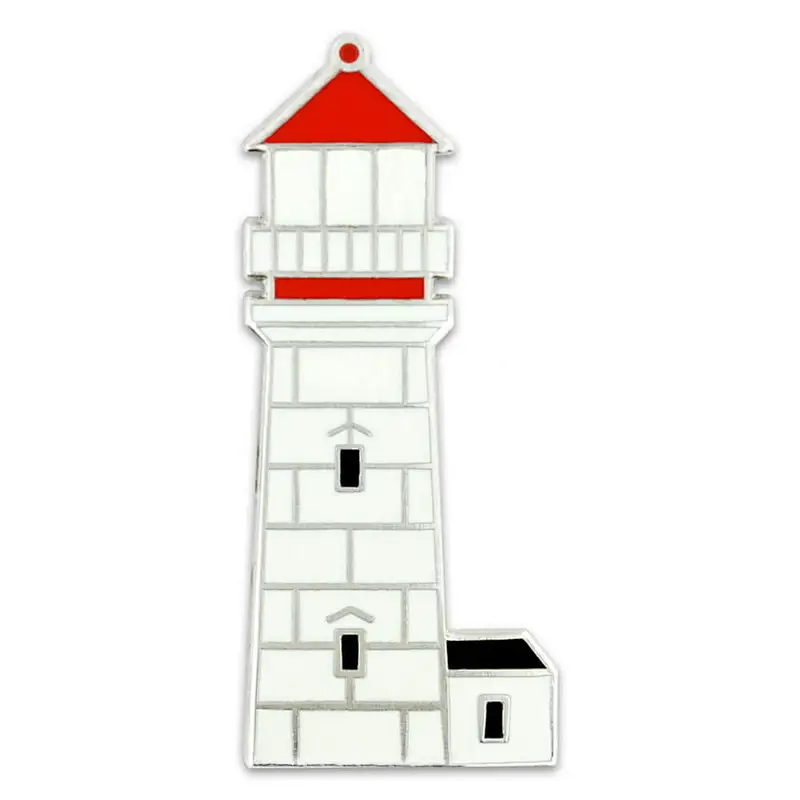 White Brick Lighthouse Nautical Enamel Lapel Pin