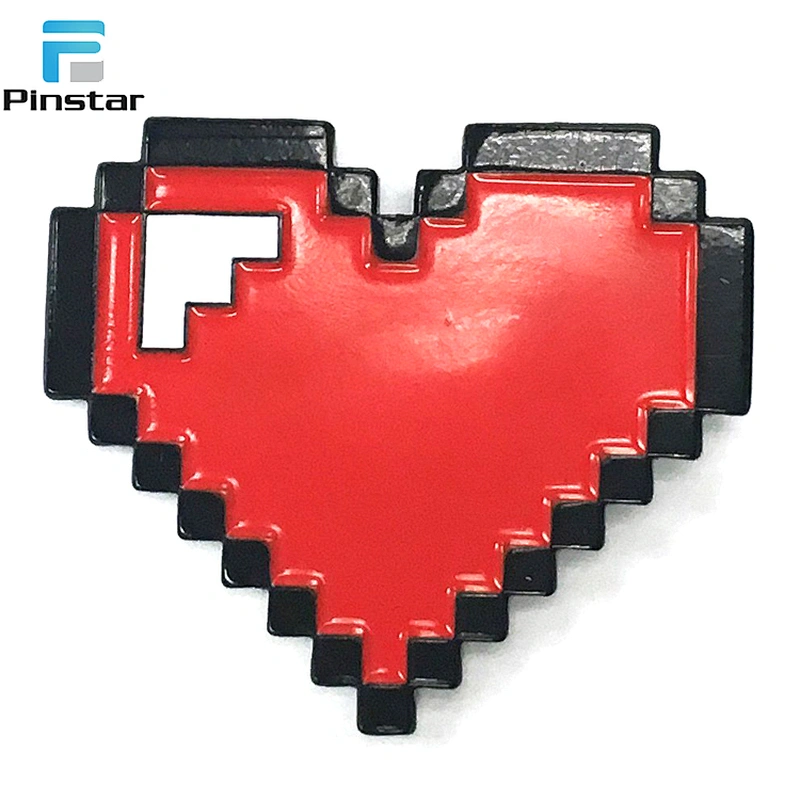 Red Heart 8 Bit Full Life Lives Gaming Enamel Lapel Pin One Rubber Clutch