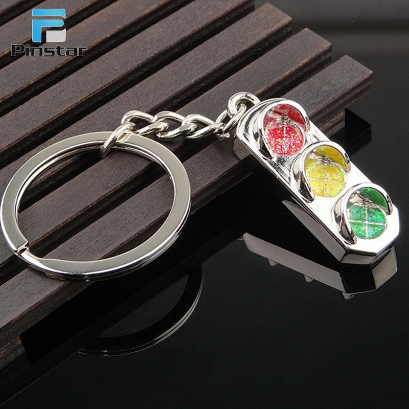 Custom traffic light design 3d metal hard enamel keychain