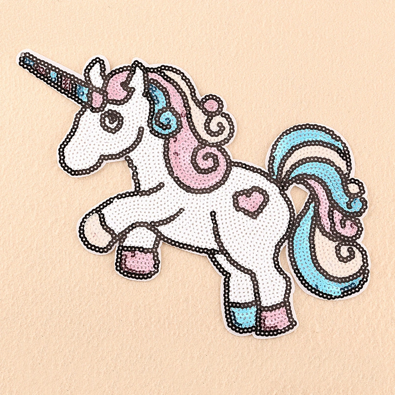 Wholesale In Stock Cheap Price Embroidery Patch Unicorn Sequin Patches for Clothing Garment