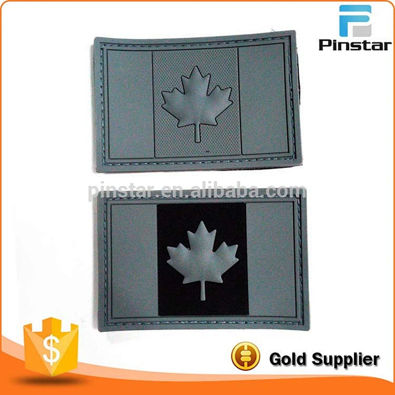 Custom green Canada flag soft rubber PVC patch