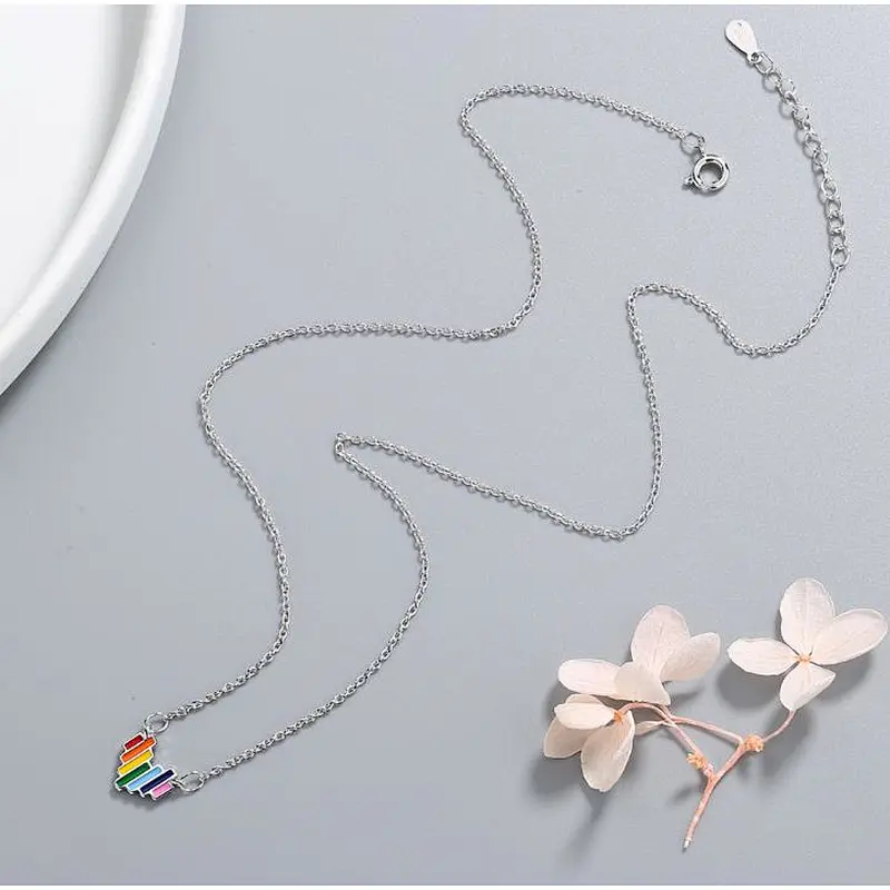 Fashion LGBT rainbow metal enamel plating Necklace Pendant