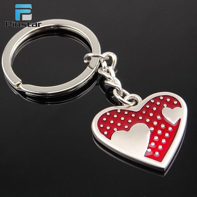 Blank silver stainless steel metal heart engraved keychain