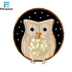 China Factory Wholesale Jackets Fabric Owl Embroidered Patch