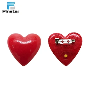 Factory direct promotional red heart shaped lapel pin button badges