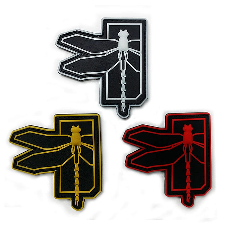 High quality custom dragonfly iron on pvc patches