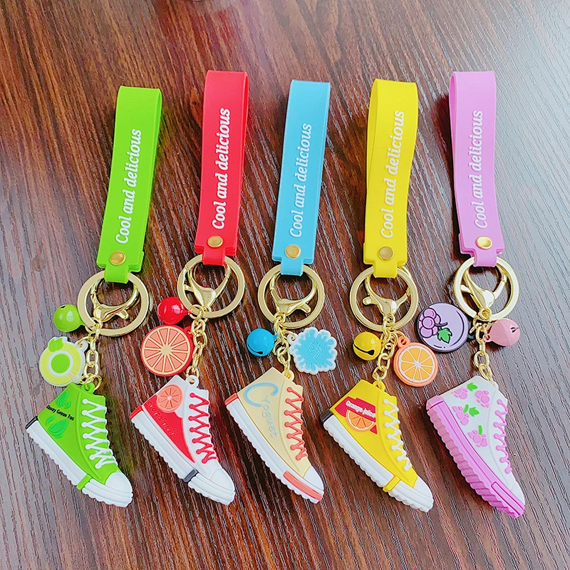 Cute Keychain Pendant Cartoon 3D PVC Canvas Shoe Charm for Bag