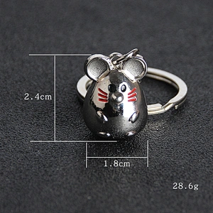 Gold Silver Black Metal Mouse Rat Zodiac Keychain