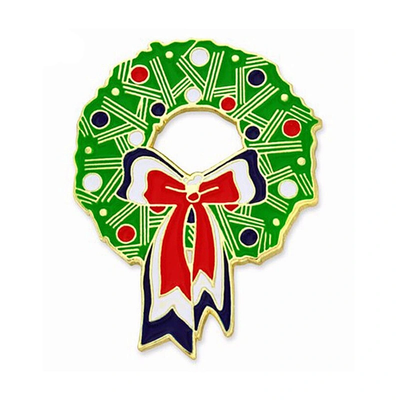 Promotional Christmas tree Christmas wreath with bell pin brooch