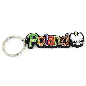 cheap letter design pvc rubber key chain custom logo