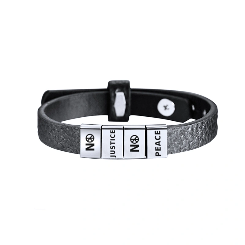 Stainless Steel Adjustable Black Lives Matter Bracelet I CAN'T BREATHE Leather Bracelet