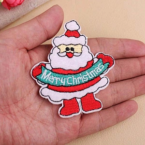 Wholesale In Stock Christmas Iron On Patches Santa Claus Snowman Embroidery Patch