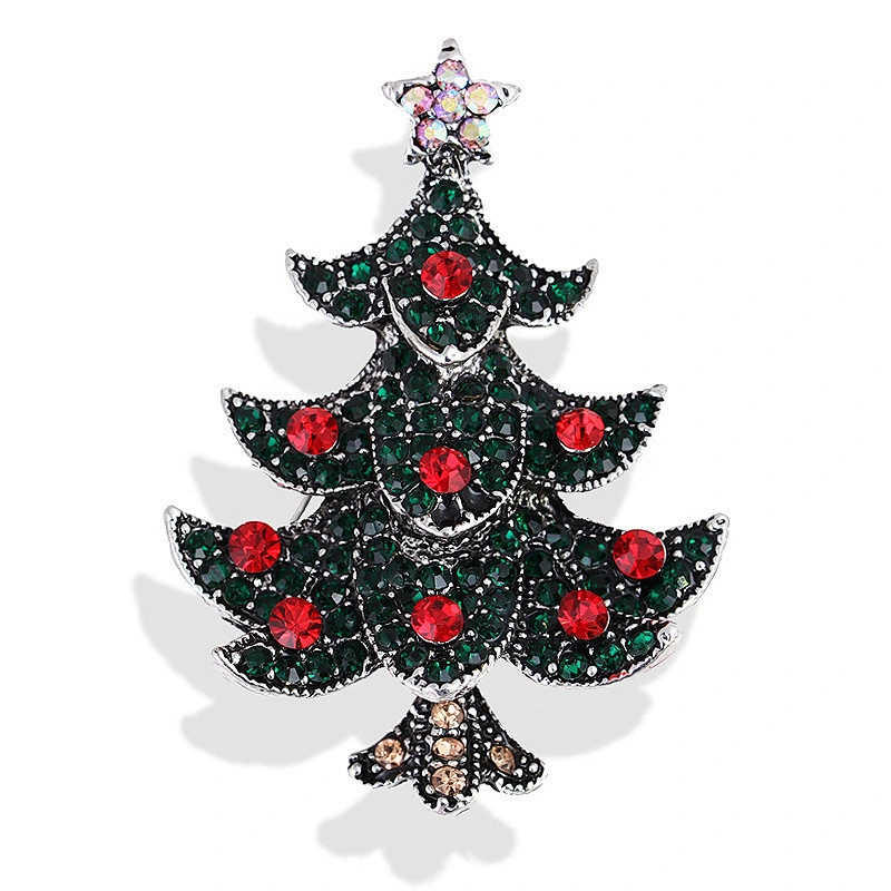 Wholesale Vintage Rhinestone Enamel Christmas Tree Pin Brooch