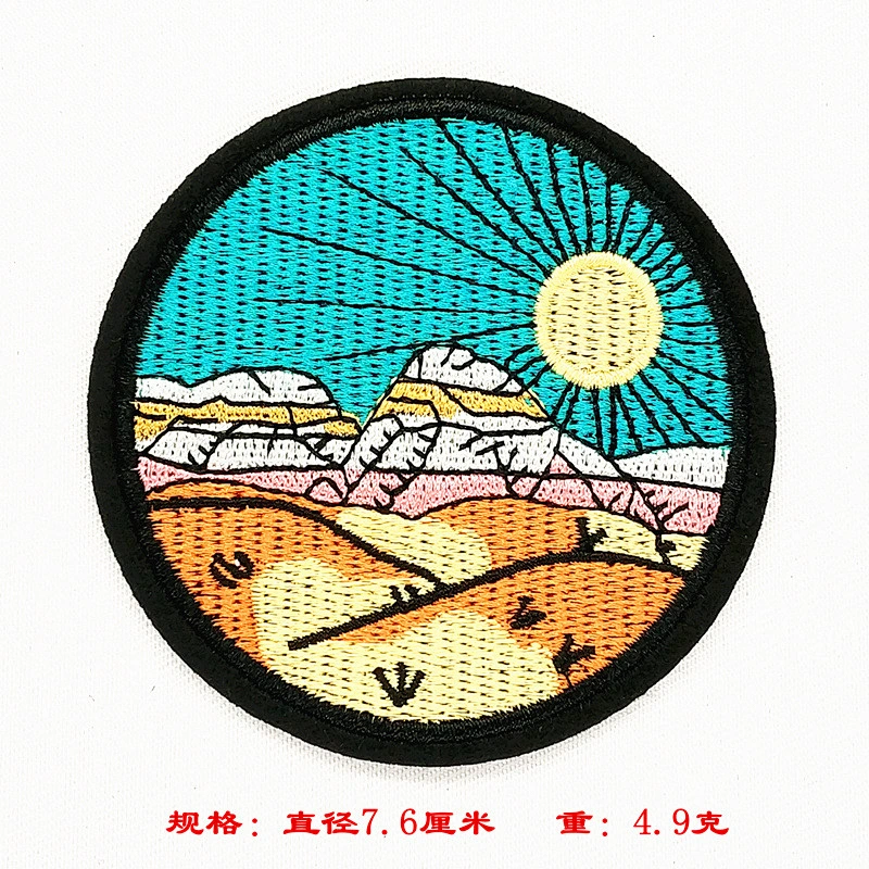 OEM round colorful custom embroidery patches for bag