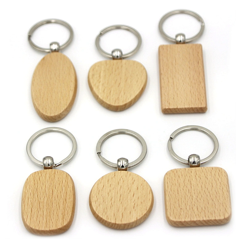 Wholesale In Stock Cheap Blank Wooden Keychains Custom Shape Wood Keychain