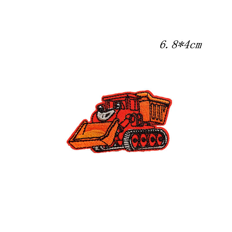 Wholesale In Stock No Minimum Anime Patch Embroidery Excavator Rooter Truck Iron On Patches