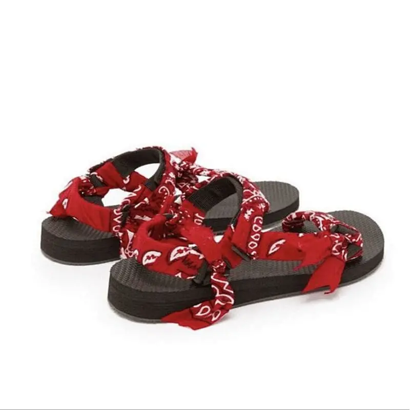 2020 New Women Thick Bottom Flat Soft Sole Open Toe Beach Slides Bandana Sandals