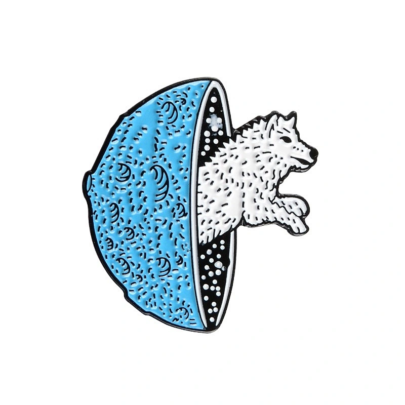 Dye Black Wolf Soft Enamel Lapel Pin Badges