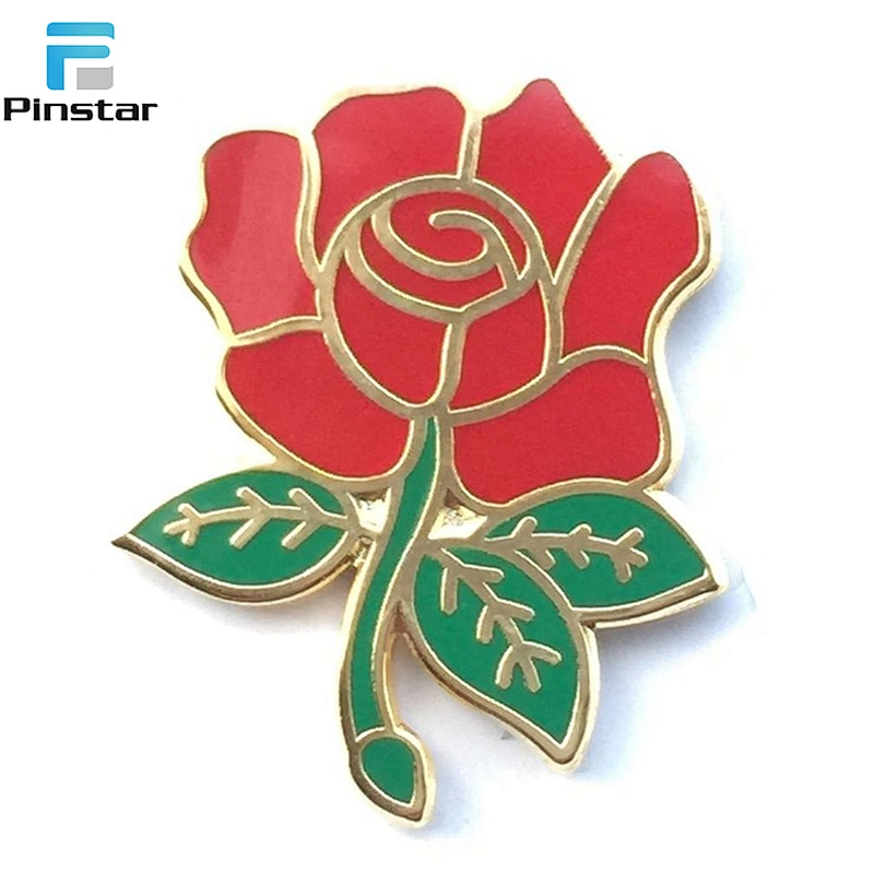 High Quality Custom Kunshan Pinstar Black Soft Enamel Rose Flower Lapel Pin