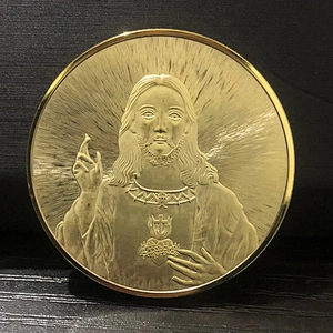Factory Wholesale In Stock Collectable Souvenir Religious Challenge Coin 18k 24k Gold Jesus Christ Coin