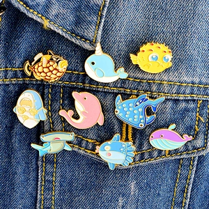 Factory Wholesale In Stock Sea Underwater World Souvenir Gift Cartoon Anime Animal Fish Enamel Pins