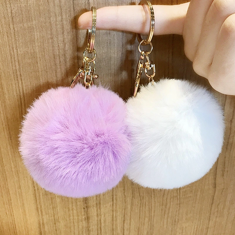 Fashion Custom Pom Pom Fur Ball metal Keychain