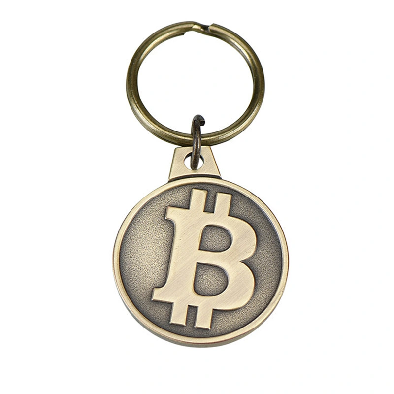 Bitcoin high quality custom metal keychain with keyring