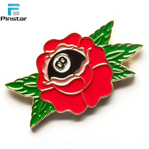 High Quality Custom Kunshan Pinstar Black Soft Enamel Rose Flower Lapel Pin