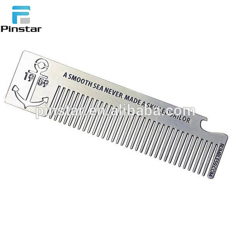 Fashion Stainless steel promotional gifts wholesale beard comb bottle opener