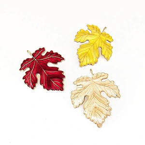 Yellow Red Gold Color Maple Leaf Brooch Pin
