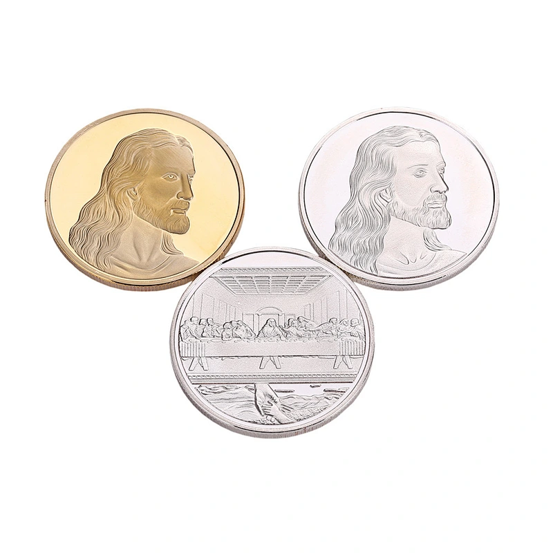 Free sample high quality Jesus embossed Souvenir Coins