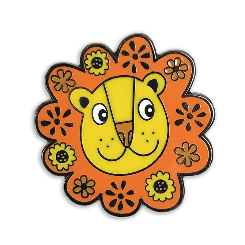 lion circle shape cartoon custom hard enamel pin