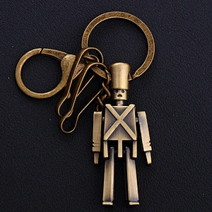 Cheap souvenir 3D robot soldier copper shape custom metal key chain